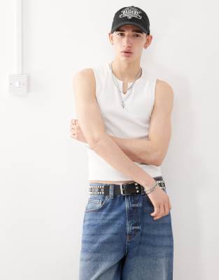 Collusion Ribbed Tank Top In White