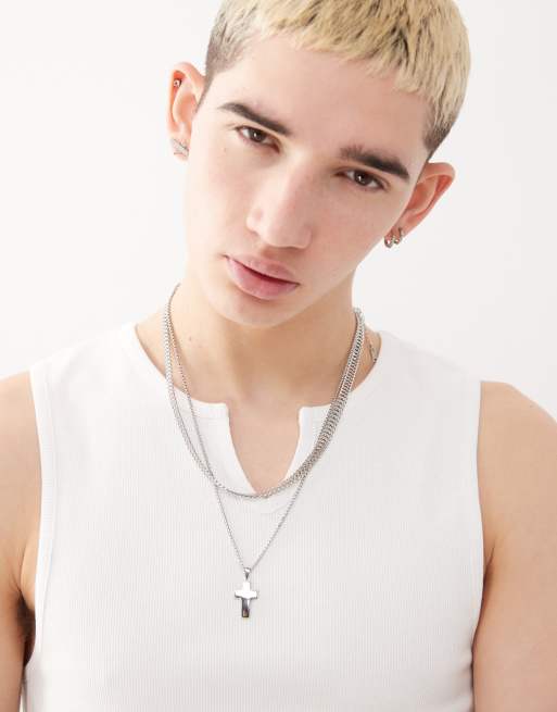 COLLUSION ribbed tank top in white with notch detail