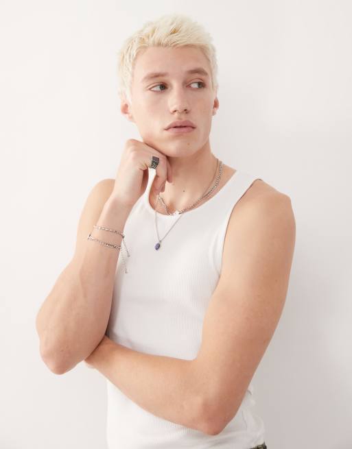 COLLUSION ribbed tank top in white 