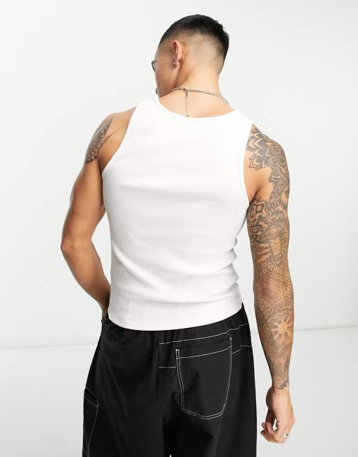 COLLUSION ribbed tank top in white , 2 of 4