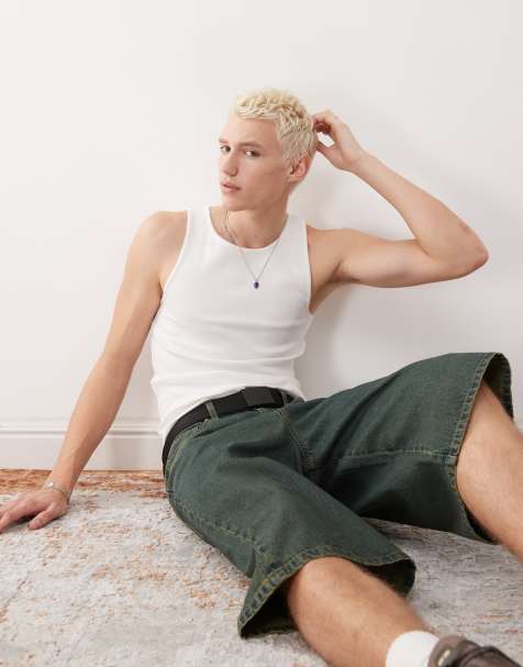 COLLUSION ribbed tank top in white - view 1