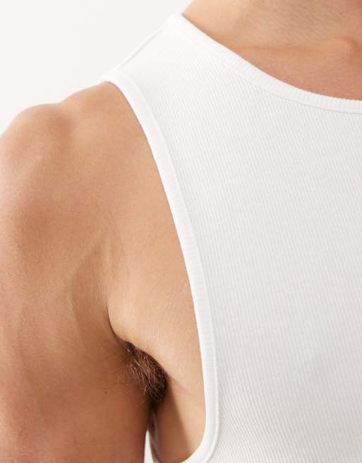 COLLUSION ribbed vest in white 