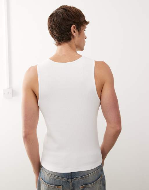 COLLUSION ribbed vest in white 