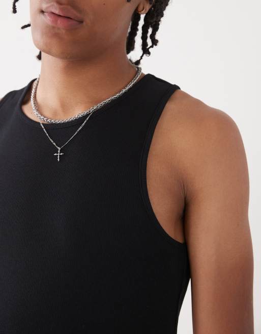 COLLUSION ribbed tank top in black 