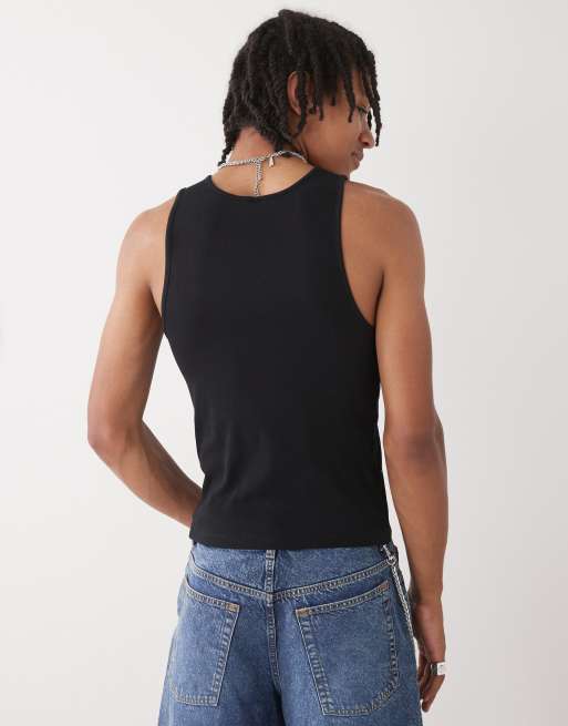 COLLUSION ribbed tank top in black 