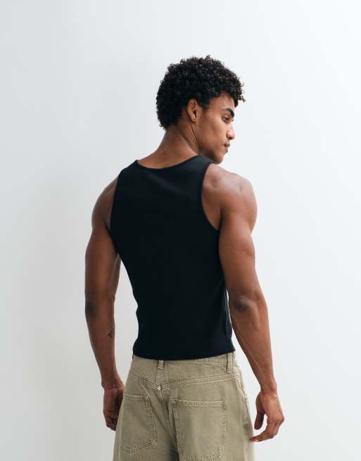 COLLUSION ribbed vest in black, 4 of 5