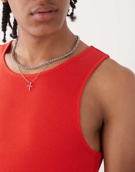 COLLUSION ribbed vest in red, 3 of 4