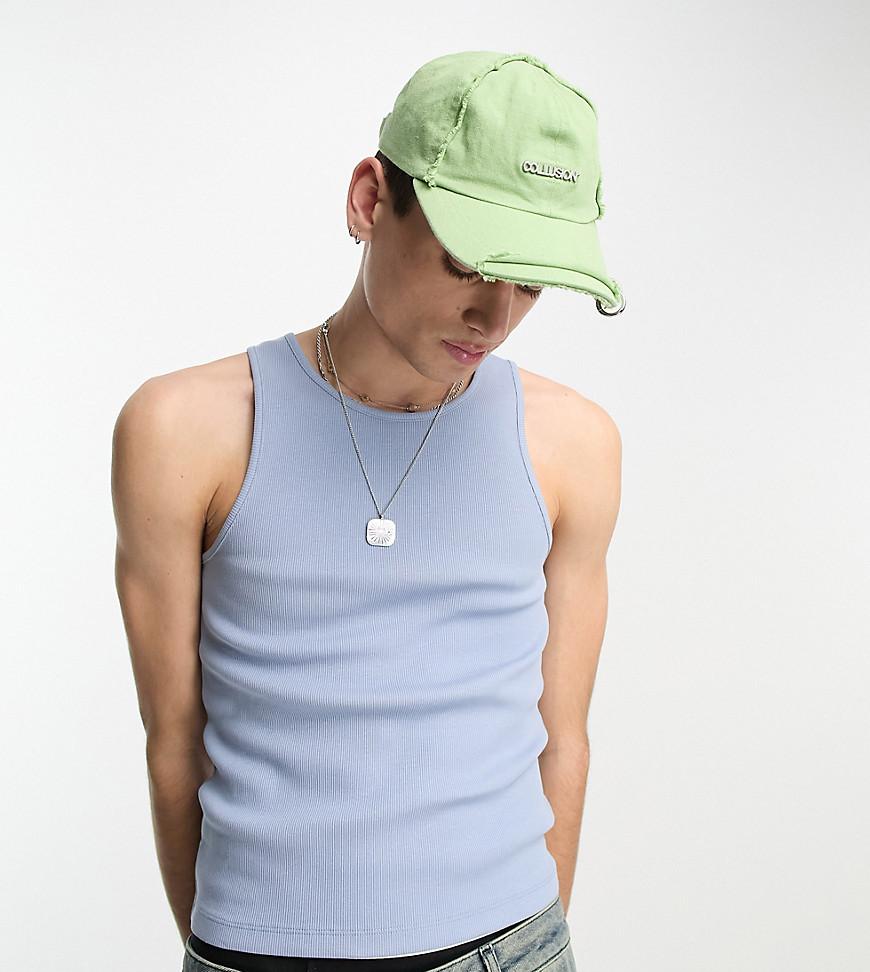 COLLUSION ribbed vest in washed blue