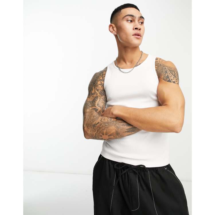 COLLUSION ribbed vest in white