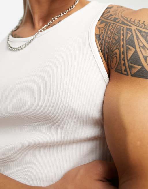 COLLUSION ribbed vest in white , 4 of 4