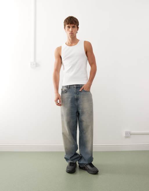 COLLUSION ribbed vest in white 
