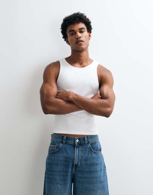 COLLUSION ribbed vest in white, 5 of 5