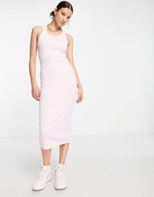 COLLUSION ribbed vest midi dress in pink