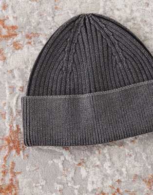 Collusion Ribbed Washed Beanie In Gray