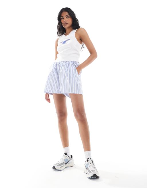 COLLUSION ribbed white singlet with blue vacation graphic, 2 of 4