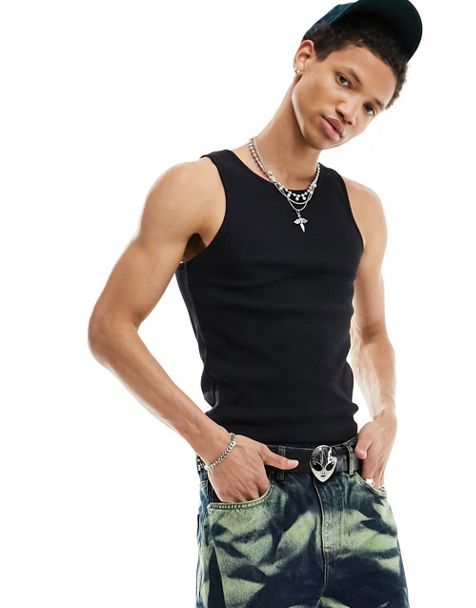 COLLUSION - Ribstrikket sort overdel - view 1