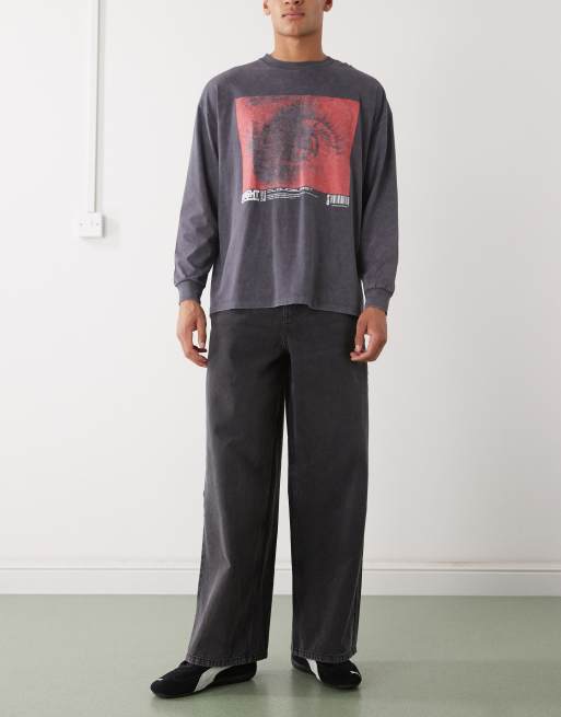 COLLUSION Riley wide leg jean in washed black