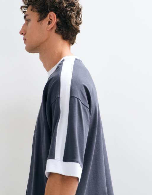 COLLUSION ringer T-shirt met korte mouwen in grijs en wit, 4 van 5