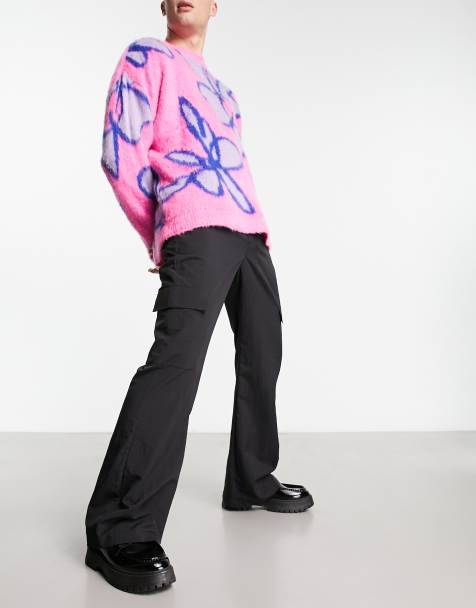 COLLUSION ripstop formal flare cargo pants in black - view 1