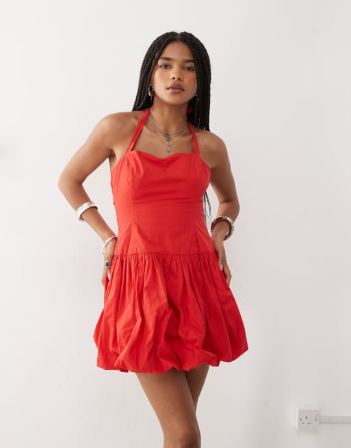COLLUSION - Robe courte dos nu coupe boule - Rouge, 2 de 4