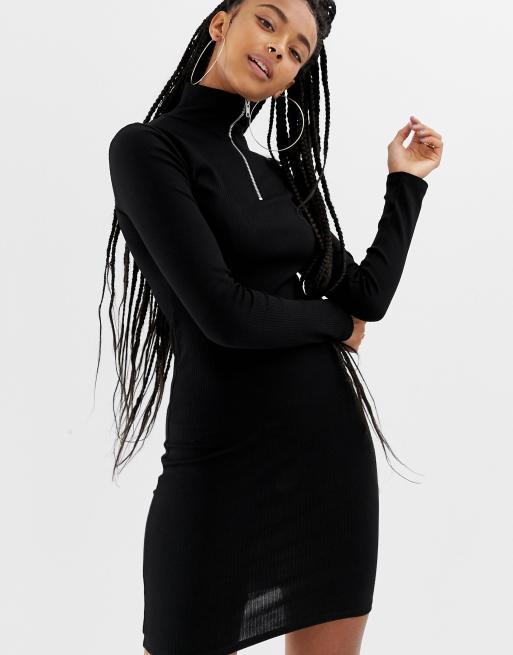 Collusion Robe Courte Moulante Zippee Devant Asos