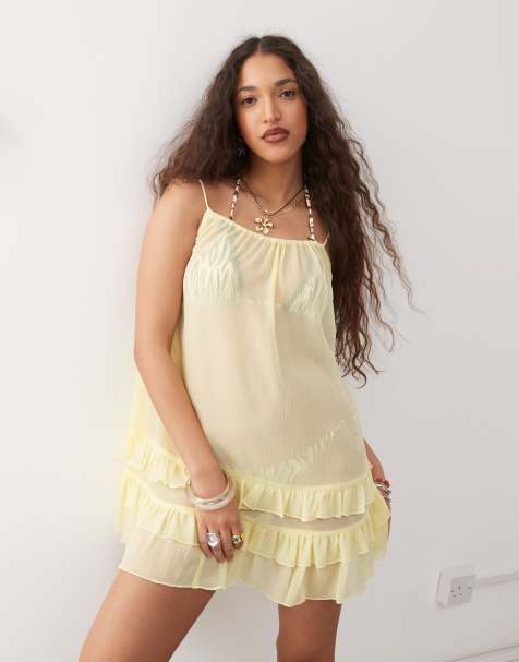 COLLUSION - Robe de plage en tulle - Jaune - view 1