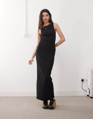 COLLUSION - Robe longue à encolure bateau - Noir