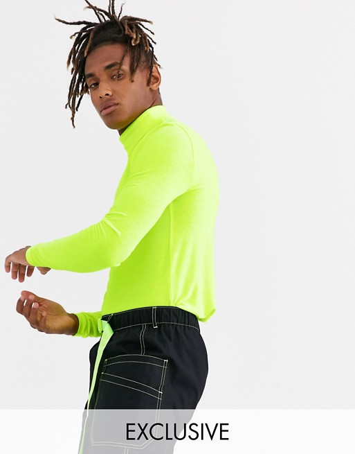 COLLUSION roll neck in neon yellow
