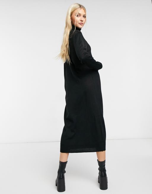 COLLUSION roll neck jumper dress in black, 2 of 4