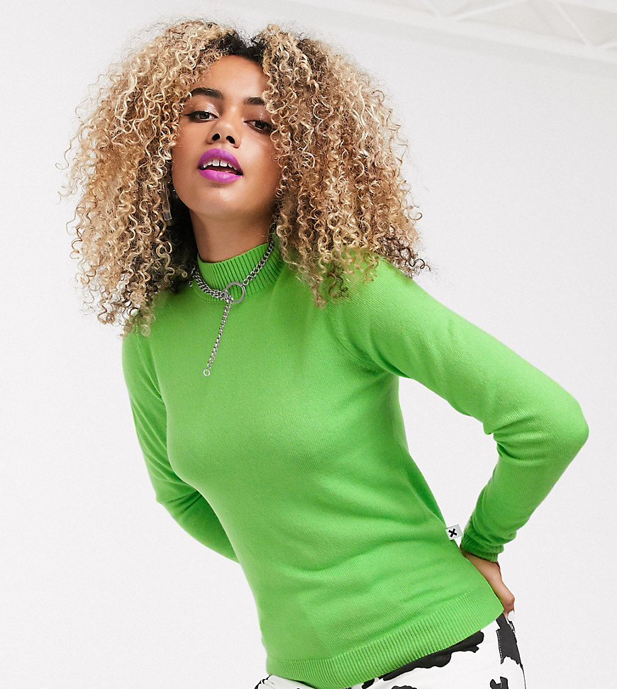 COLLUSION roll neck jumper in green