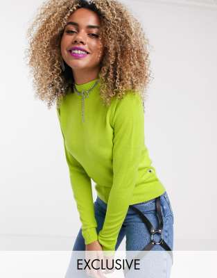 lime green roll neck jumper