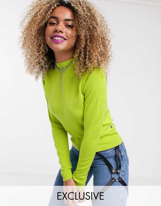 Neon green outlet roll neck