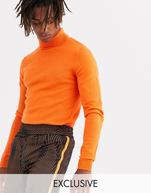 COLLUSION roll neck jumper in orange