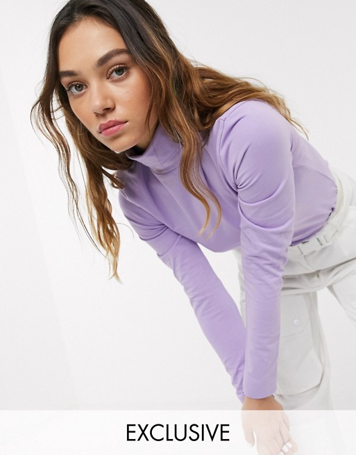 COLLUSION roll neck top in lilac