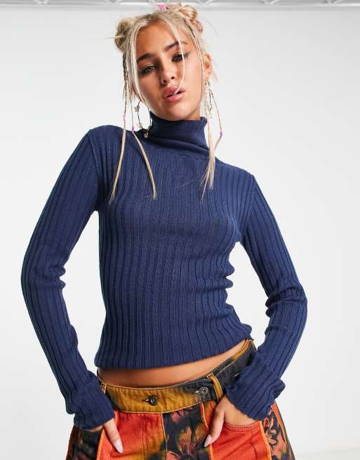 COLLUSION – Rollkragenpullover aus Strick in Navy 