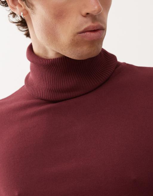 COLLUSION – Rollkragenpullover aus weichem Strick in Burgunderrot, 5 von 5