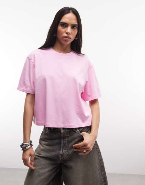 COLLUSION – Rosa t-shirt med boxig passform och korta ärmar - view 1