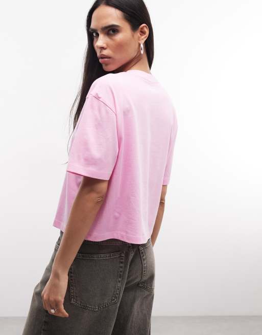 COLLUSION – Rosa t-shirt med boxig passform och korta ärmar, 4 av 4