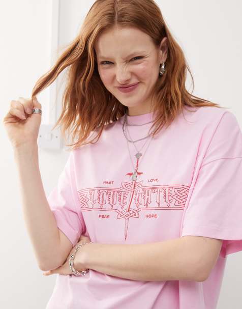 COLLUSION – Różowy T-shirt z nadrukiem - view 1
