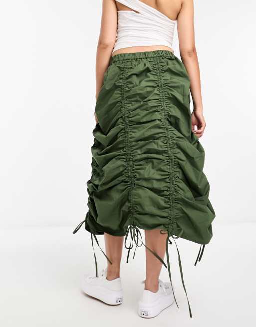 Ruched cotton skirt hotsell
