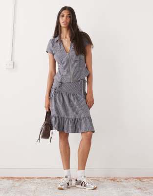 Collusion Ruched Fitted Shirt In Blue
