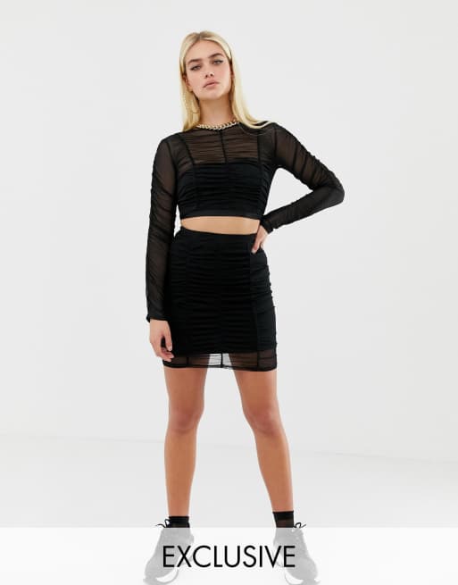 Ruched hotsell mesh skirt