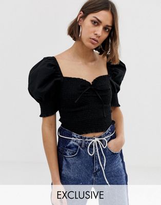COLLUSION ruched milkmaid top | ASOS
