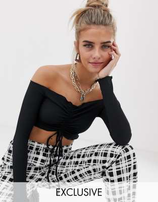 tight black off the shoulder top