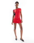 [Collusion] COLLUSION ruffle micro mini dress in red L RED