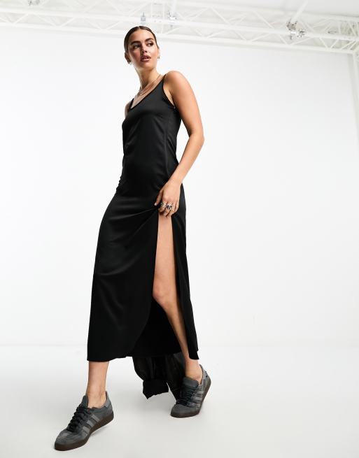 Black cami hot sale slip dress