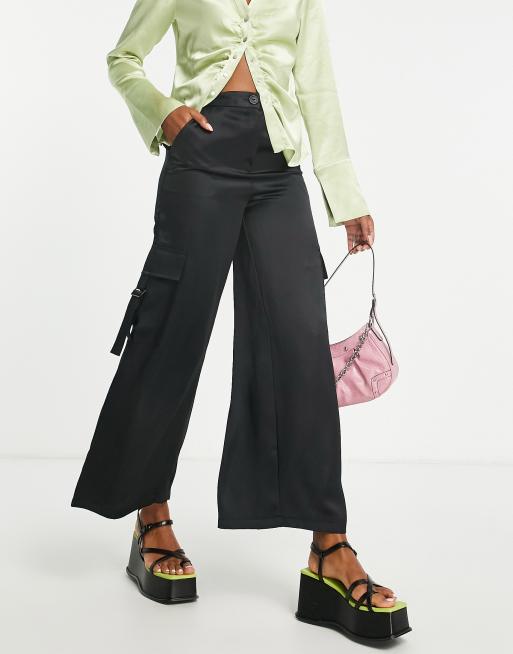 COLLUSION satin cargo pants in black ASOS