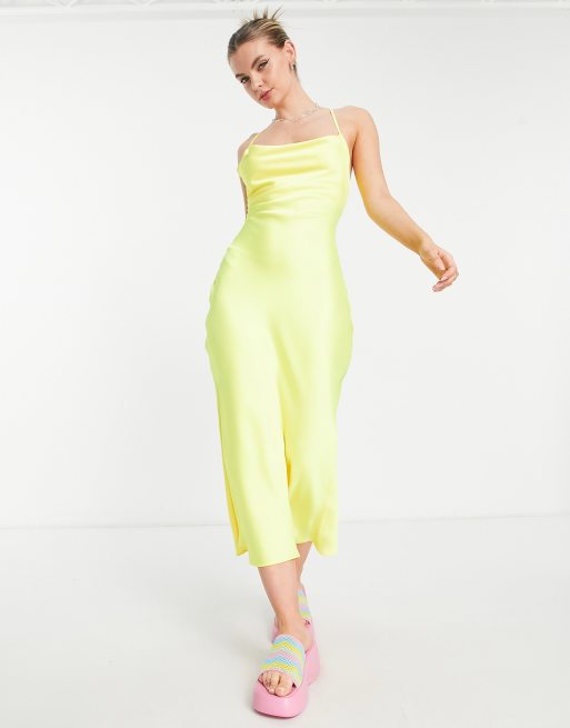 Neon yellow best sale satin dress