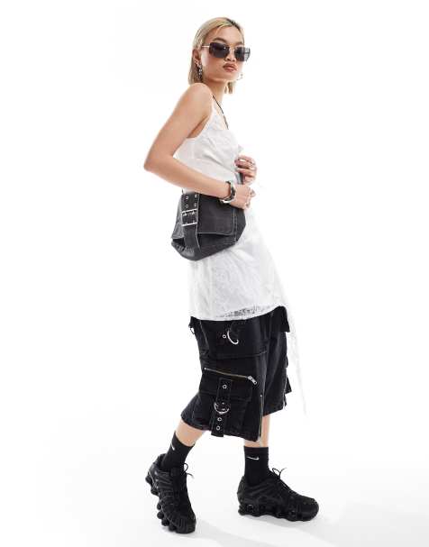 COLLUSION satin jacquard and lace deconstructed mini slip dress in ivory - view 1