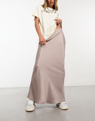 COLLUSION satin maxi skirt in mocha